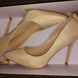 Neiman Marcus Gold Glitter Heel